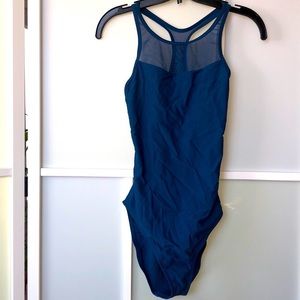 Blue one piece swimsuit